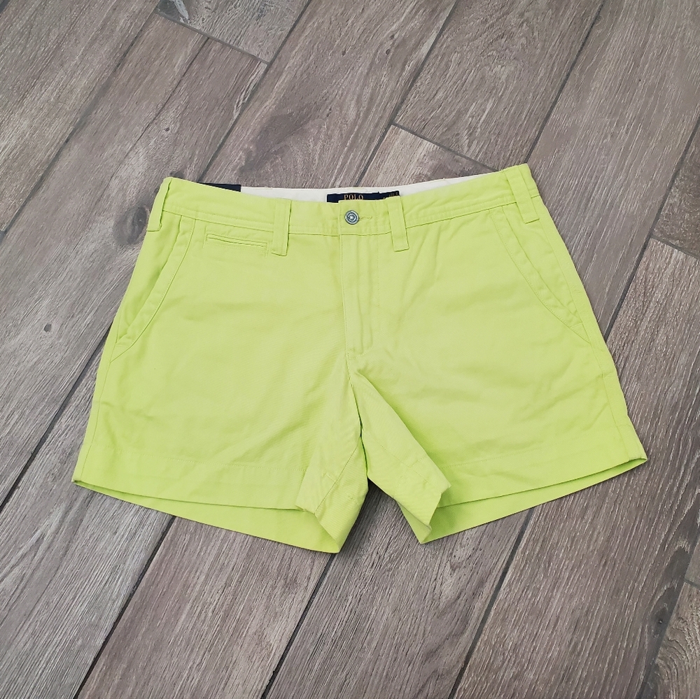 Polo Ralph Lauren 100% cotton neon green casino lim chino shorts size 4